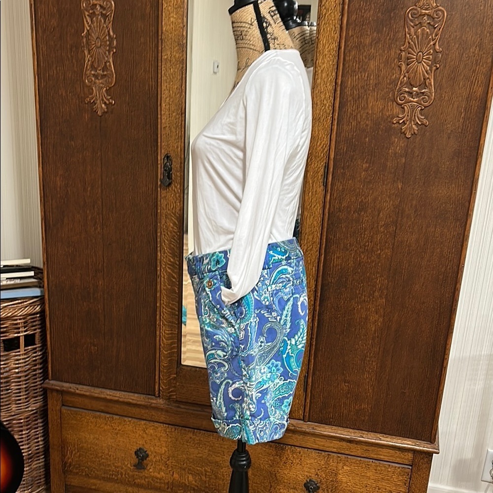 Vintage Ralph Lauren High Waist Blue Paisley Shorts - Picture 7 of 8